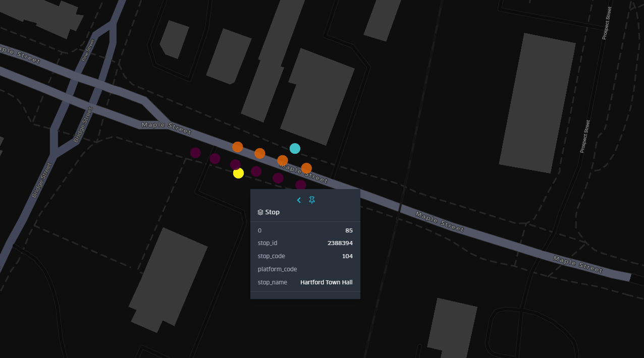 View stops in an interactive map